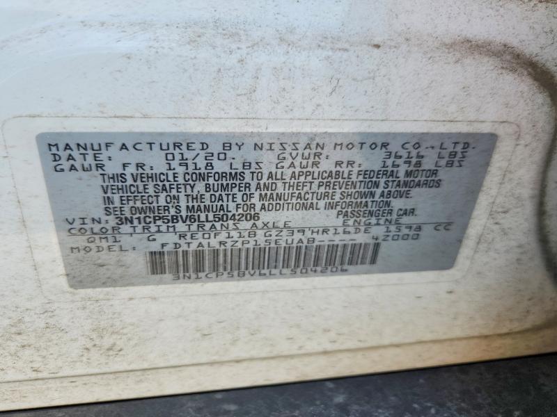 58640536 :رقم المزاد ، 3N1CP5BV6LL504206 vin ، 2020 Nissan Kicks مزاد بيع