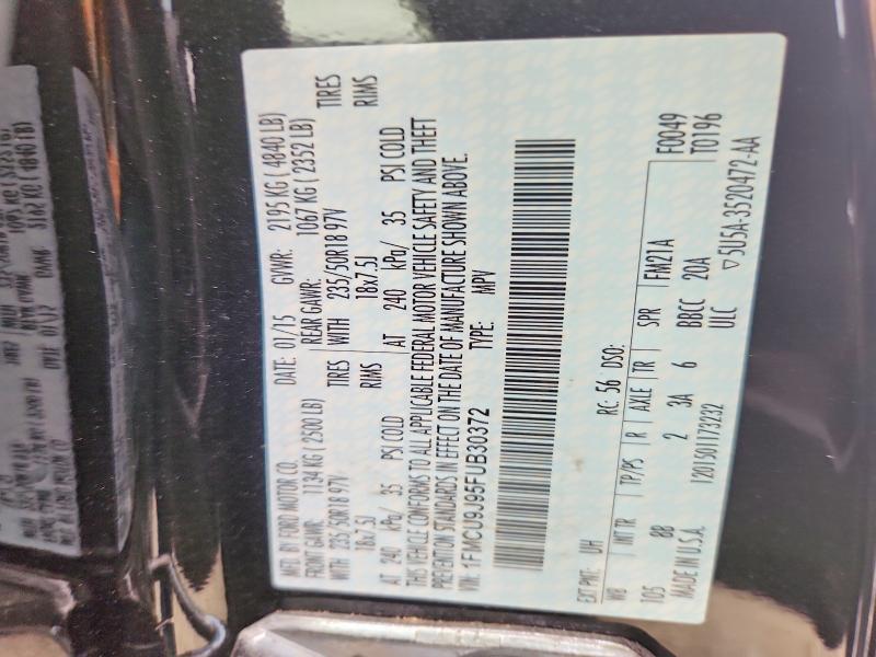 58586626 :رقم المزاد ، 1FMCU9J95FUB30372 vin ، 2015 Ford Escape مزاد بيع