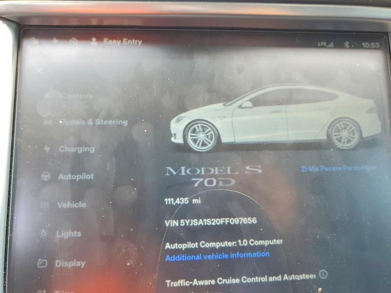 2015 Tesla Model S მანქანა იყიდება აუქციონზე, vin: 5YJSA1S20FF097656, აუქციონის ნომერი: 55463756