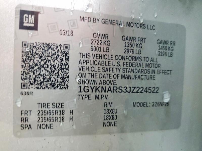 56193546 :رقم المزاد ، 1GYKNARS3JZ224522 vin ، 2018 Cadillac Xt5 مزاد بيع