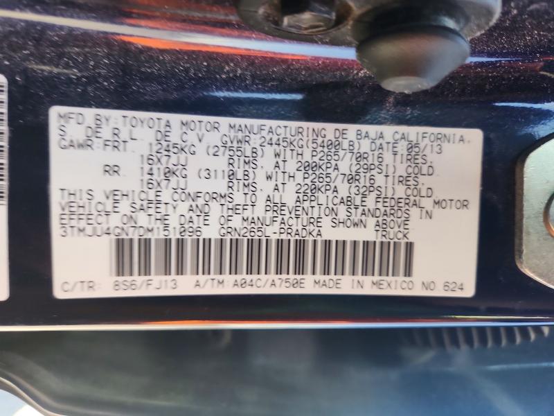 55357666 :رقم المزاد ، 3TMJU4GN7DM151096 vin ، 2013 Toyota Tacoma مزاد بيع