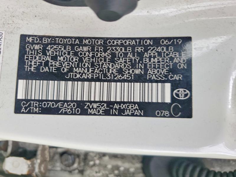 Продажа на аукционе авто 2020 Toyota Prius Prime, vin: JTDKARFP1L3126451, номер лота: 58736426