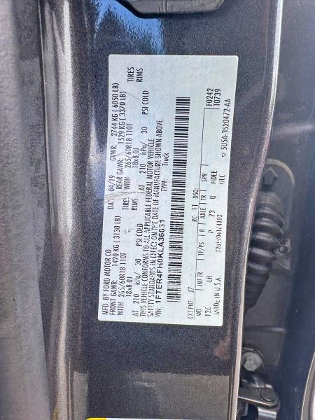 Aukcja sprzedaży 2019 Ford Ranger, vin: 1FTER4FH0KLA36031, numer aukcji: 58632836