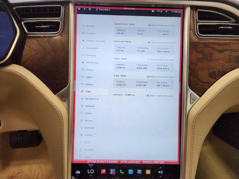 Продажа на аукционе авто 2017 Tesla Model S, vin: 5YJSA1E28HF228699, номер лота: 57476696