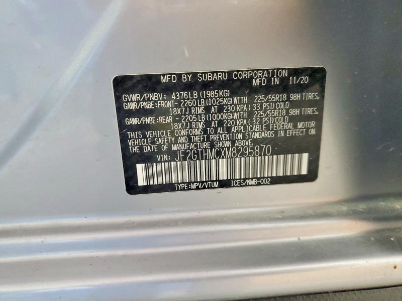 54920096 :رقم المزاد ، JF2GTHMCXM8295870 vin ، 2021 Subaru Crosstrek مزاد بيع