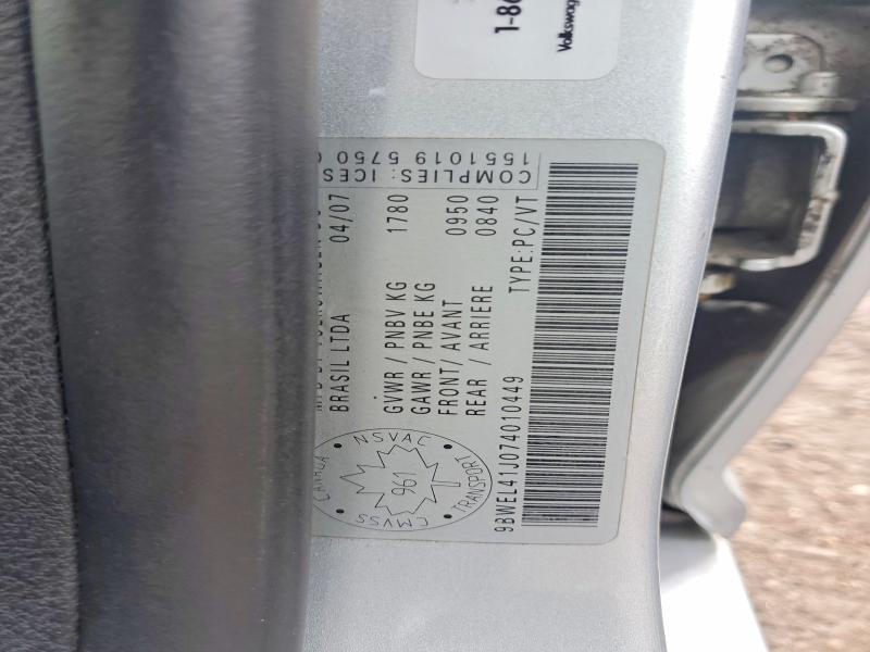 Продаж на аукціоні авто 2007 Volkswagen City Golf, vin: 9BWEL41J074010449, номер лоту: 56937086