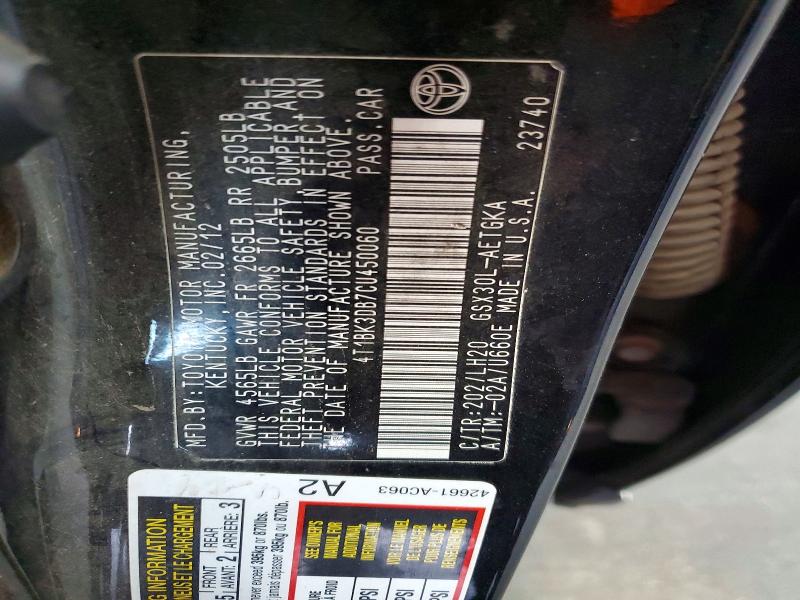 Aukcja sprzedaży 2012 Toyota Avalon, vin: 4T1BK3DB7CU450060, numer aukcji: 58620776