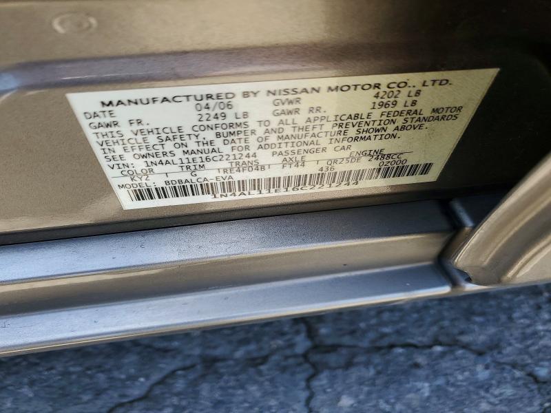 55612306 :رقم المزاد ، 1N4AL11E16C221244 vin ، 2006 Nissan Altima مزاد بيع
