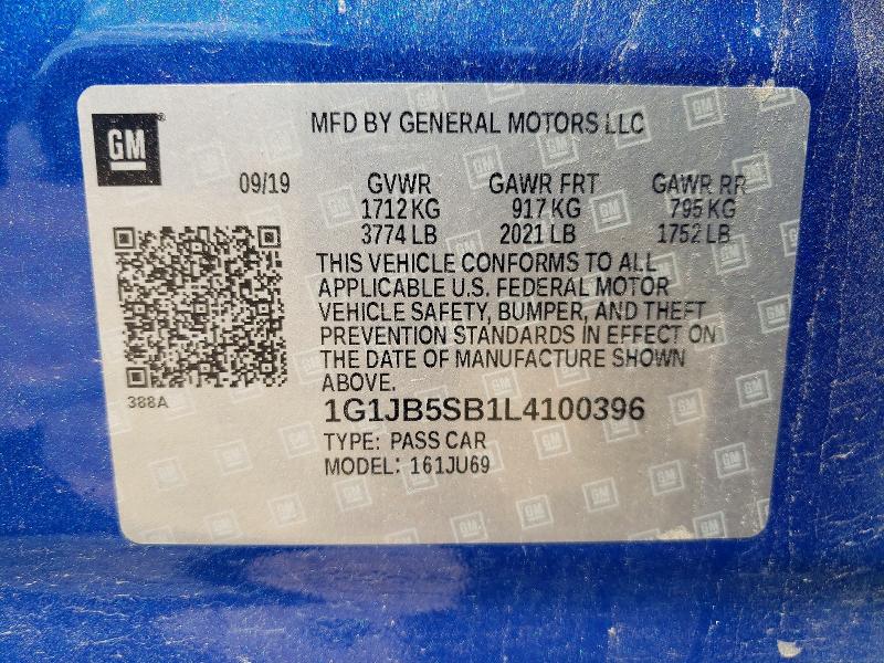 Продажа на аукционе авто 2020 Chevrolet Sonic, vin: 1G1JB5SB1L4100396, номер лота: 56677936