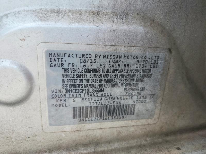 Продажа на аукционе авто 2016 Nissan Versa Note, vin: 3N1CE2CP1GL355584, номер лота: 57330176