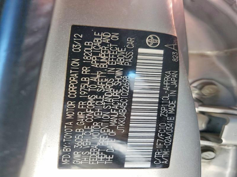 2012 Scion Xd მანქანა იყიდება აუქციონზე, vin: JTKKU4B45C1022698, აუქციონის ნომერი: 55469446