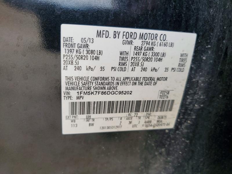 Продажа на аукционе авто 2013 Ford Explorer, vin: 1FM5K7F86DGC95202, номер лота: 56757096