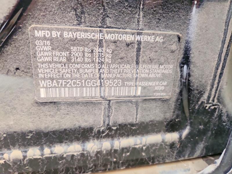 Продажа на аукционе авто 2016 Bmw 750, vin: WBA7F2C51GG419523, номер лота: 56763496