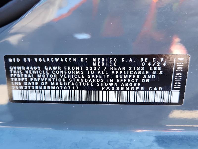 2024 Volkswagen Jetta მანქანა იყიდება აუქციონზე, vin: 3VW2T7BU8RM070717, აუქციონის ნომერი: 56971556