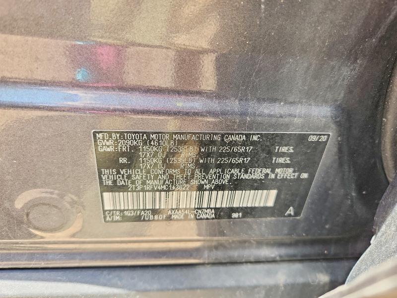 2021 Toyota Rav4 მანქანა იყიდება აუქციონზე, vin: 2T3P1RFV4MC143622, აუქციონის ნომერი: 57063936