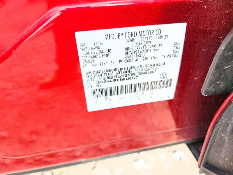 2017 Ford Edge მანქანა იყიდება აუქციონზე, vin: 2FMPK4J91HBB26127, აუქციონის ნომერი: 59002466
