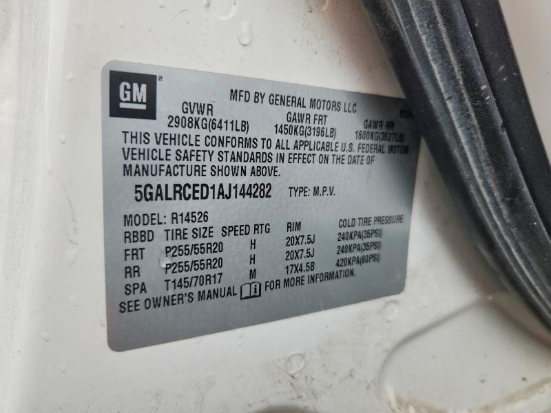 58478066 :رقم المزاد ، 5GALRCED1AJ144282 vin ، 2010 Buick Enclave مزاد بيع