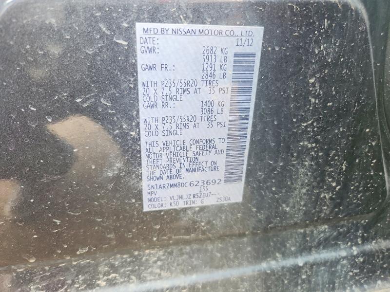 2013 Nissan Pathfinder მანქანა იყიდება აუქციონზე, vin: 5N1AR2MM8DC623692, აუქციონის ნომერი: 95588615