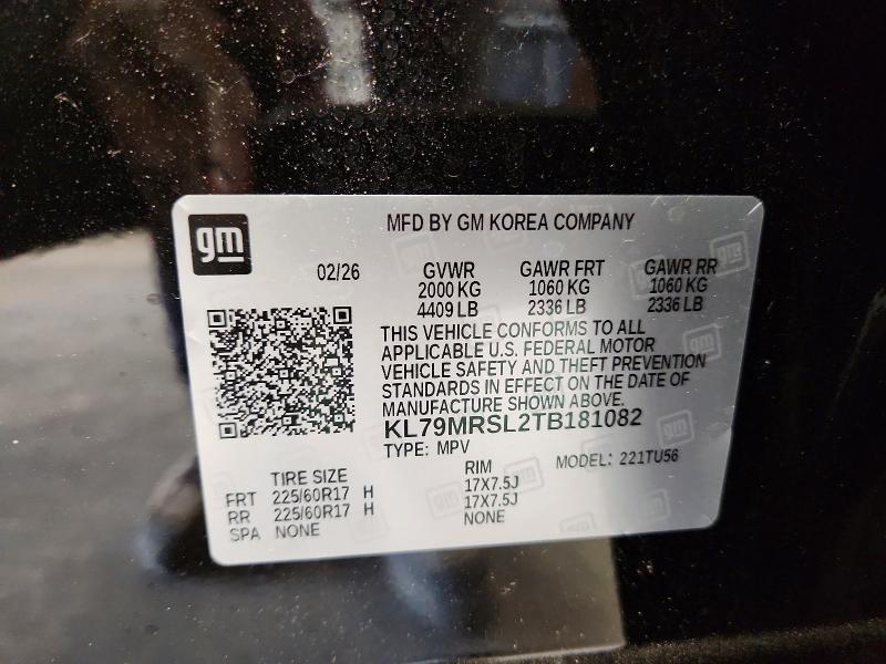 58224246 :رقم المزاد ، KL79MRSL2TB181082 vin ، 2026 Chevrolet Trailblazer مزاد بيع