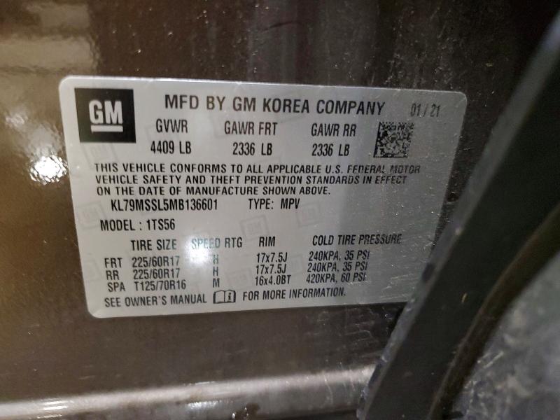 Aukcja sprzedaży 2021 Chevrolet Trailblazer, vin: KL79MSSL5MB136601, numer aukcji: 58253556