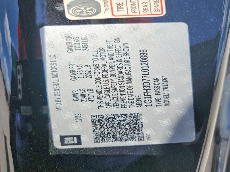 56877876 :رقم المزاد ، 1G1FH3D77L0120886 vin ، 2020 Chevrolet Camaro مزاد بيع