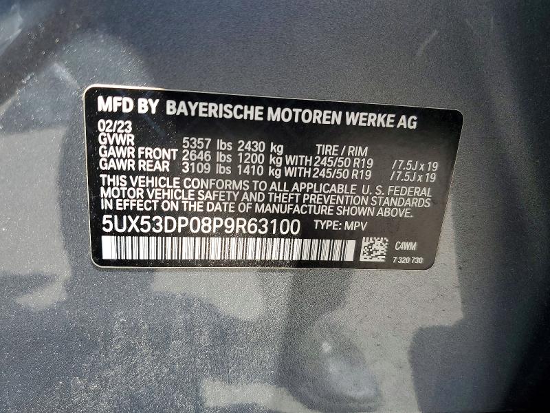 Aukcja sprzedaży 2023 Bmw X3, vin: 5UX53DP08P9R63100, numer aukcji: 57074926
