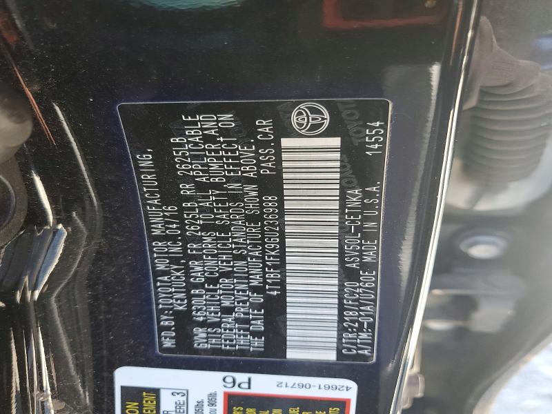 58000736 :رقم المزاد ، 4T1BF1FK9GU236988 vin ، 2016 Toyota Camry مزاد بيع