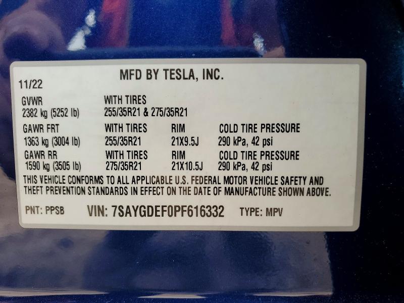 Продаж на аукціоні авто 2023 Tesla Model Y, vin: 7SAYGDEF0PF616332, номер лоту: 57594646