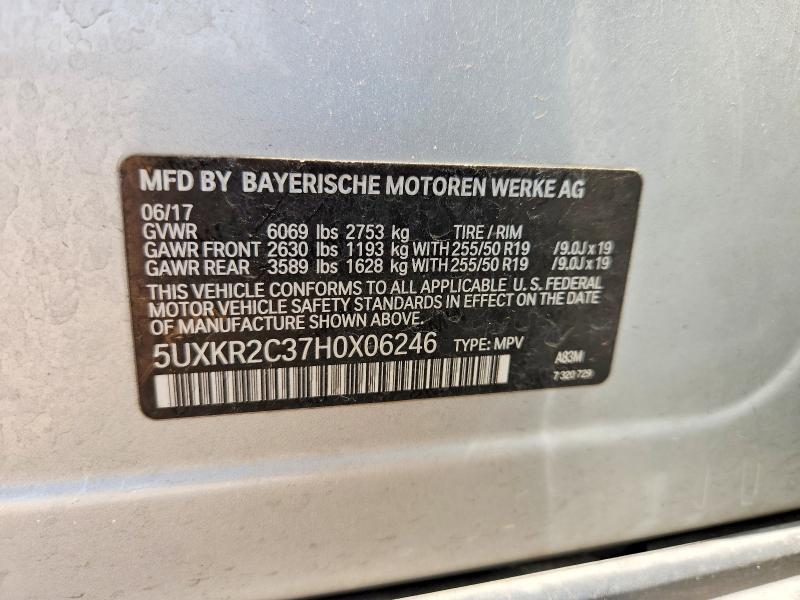 58905306 :رقم المزاد ، 5UXKR2C37H0X06246 vin ، 2017 Bmw X5 مزاد بيع