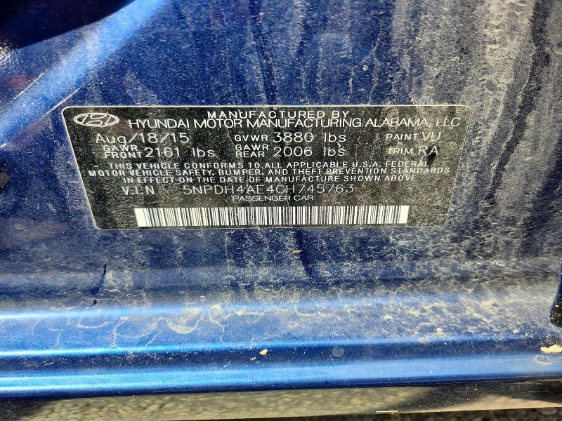 Продажа на аукционе авто 2016 Hyundai Elantra, vin: 5NPDH4AE4GH745763, номер лота: 55197656