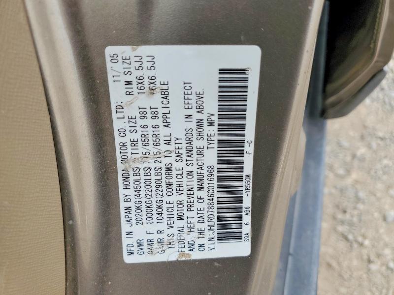 Продаж на аукціоні авто 2006 Honda Cr-v, vin: JHLRD78846C016968, номер лоту: 56638276