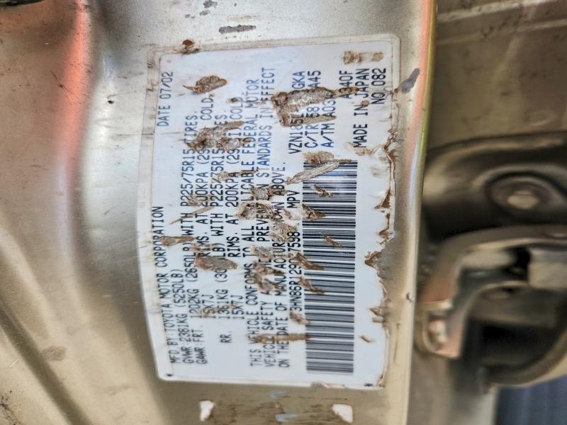 57391086 :رقم المزاد ، JT3HN86R129077598 vin ، 2002 Toyota 4runner مزاد بيع