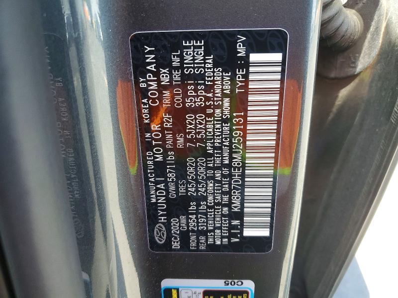 Продаж на аукціоні авто 2021 Hyundai Palisade, vin: KM8R7DHE8MU259131, номер лоту: 57860356