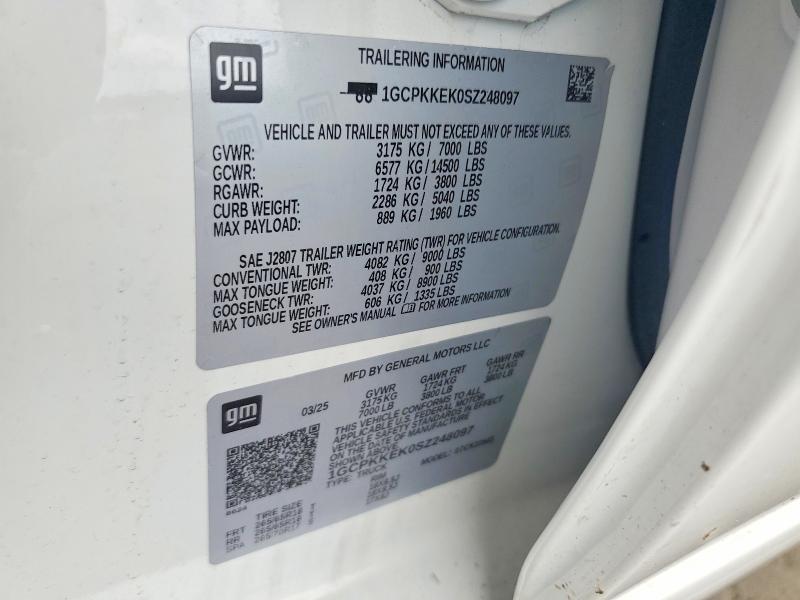 Aukcja sprzedaży 2025 Chevrolet Silverado, vin: 1GCPKKEK0SZ248097, numer aukcji: 56034166