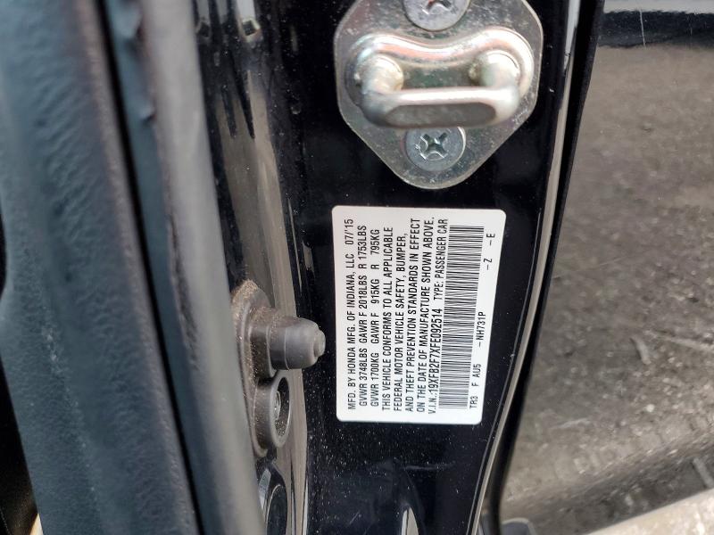 57745536 :رقم المزاد ، 19XFB2F7XFE092514 vin ، 2015 Honda Civic مزاد بيع
