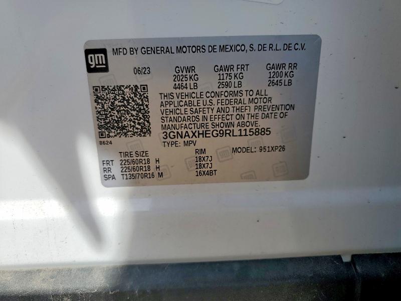 52970376 :رقم المزاد ، 3GNAXHEG9RL115885 vin ، 2024 Chevrolet Equinox مزاد بيع