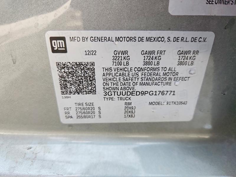 2023 Gmc Sierra მანქანა იყიდება აუქციონზე, vin: 3GTUUDED9PG176771, აუქციონის ნომერი: 56839916