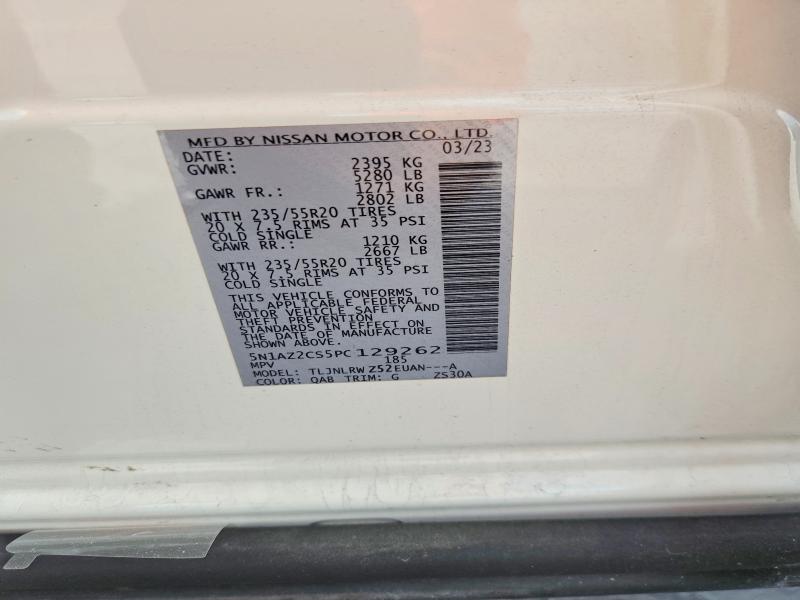 57666046 :رقم المزاد ، 5N1AZ2CS5PC129262 vin ، 2023 Nissan Murano مزاد بيع