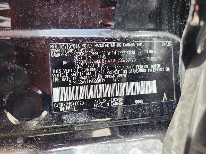 2026 Toyota Rav4 მანქანა იყიდება აუქციონზე, vin: 2T36CRAV4TW000812, აუქციონის ნომერი: 73341155