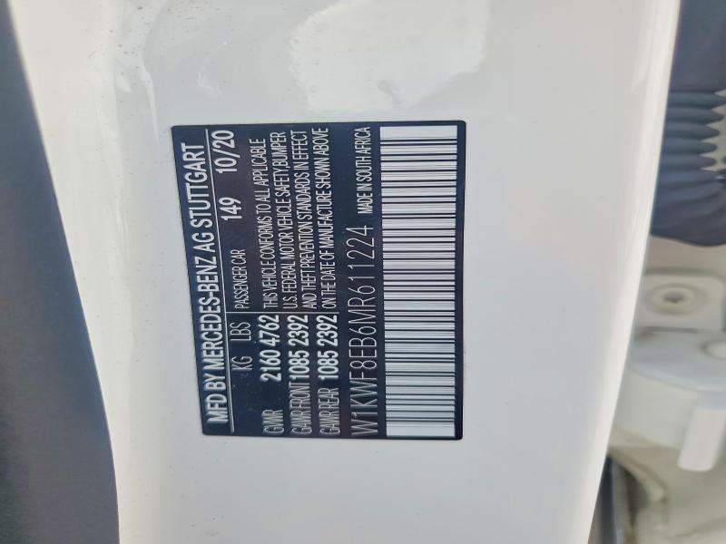 85965335 :رقم المزاد ، W1KWF8EB6MR611224 vin ، 2021 Mercedes-benz C مزاد بيع