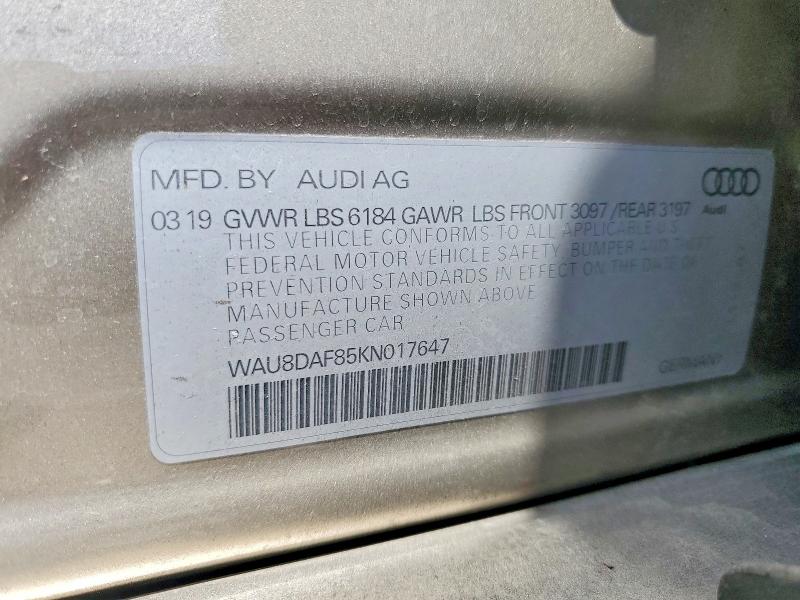Продаж на аукціоні авто 2019 Audi A8, vin: WAU8DAF85KN017647, номер лоту: 55817596