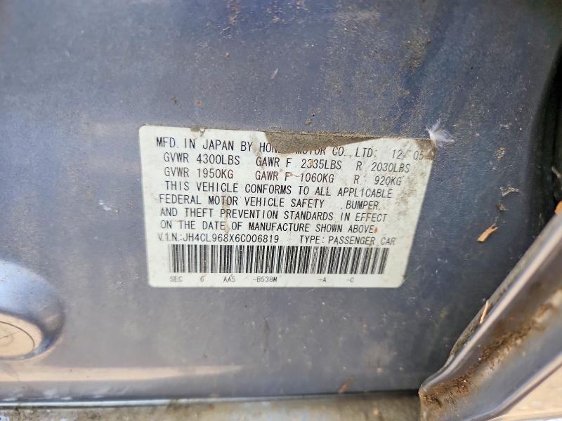 57272046 :رقم المزاد ، JH4CL968X6C006819 vin ، 2006 Acura Tsx مزاد بيع