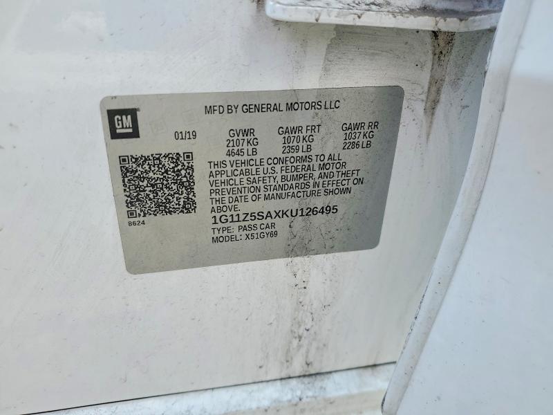 Aukcja sprzedaży 2019 Chevrolet Impala, vin: 1G11Z5SAXKU126495, numer aukcji: 55674956