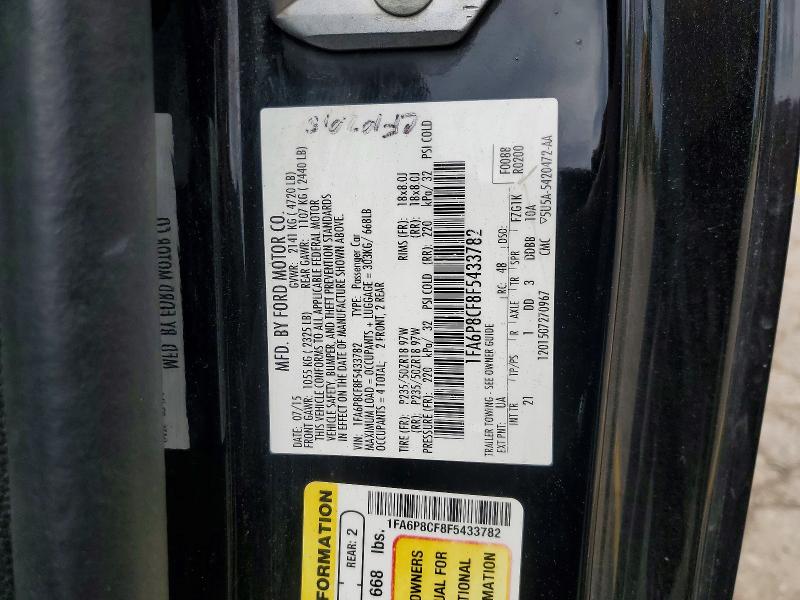 58449636 :رقم المزاد ، 1FA6P8CF8F5433782 vin ، 2015 Ford Mustang مزاد بيع