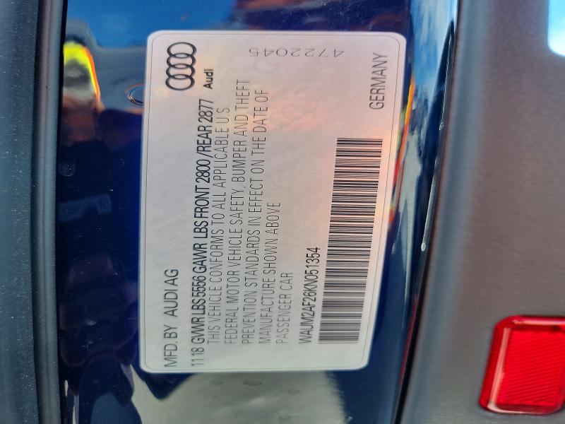 2019 Audi A6 მანქანა იყიდება აუქციონზე, vin: WAUM2AF26KN051354, აუქციონის ნომერი: 56969756