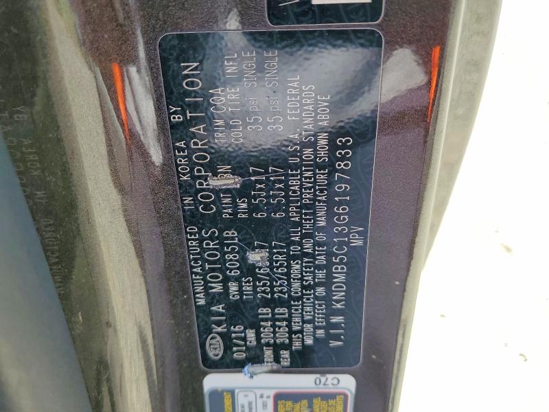 Aukcja sprzedaży 2016 Kia Sedona, vin: KNDMB5C13G6197833, numer aukcji: 57479976