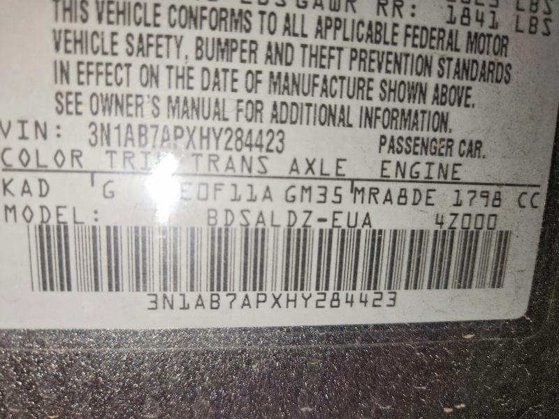 Aukcja sprzedaży 2017 Nissan Sentra, vin: 3N1AB7APXHY284423, numer aukcji: 57971666