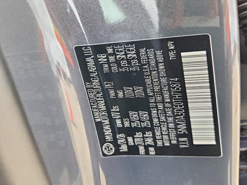 2026 Hyundai Tucson მანქანა იყიდება აუქციონზე, vin: 5NMJA3DE0TH715874, აუქციონის ნომერი: 57409396
