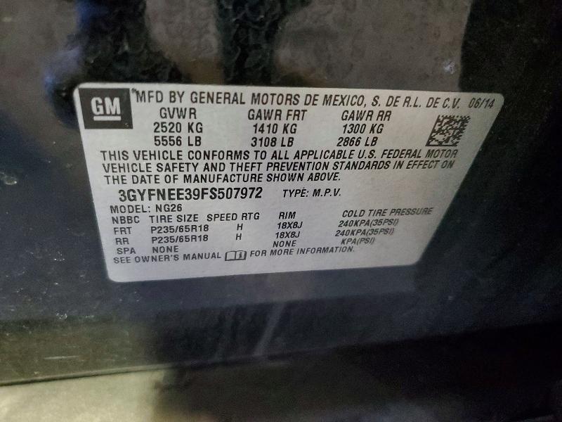 55045066 :رقم المزاد ، 3GYFNEE39FS507972 vin ، 2015 Cadillac Srx مزاد بيع