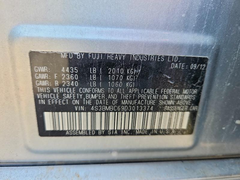 Aukcja sprzedaży 2013 Subaru Legacy, vin: 4S3BMBC69D3013374, numer aukcji: 59675186
